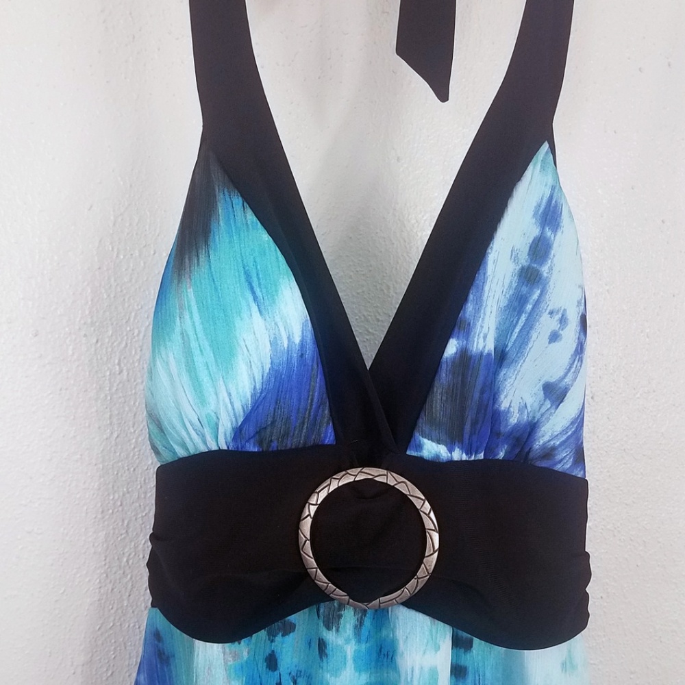 B Wear Women's Turquoise Tie Neck Tie Back Tank Top - Picture 4 of 8
